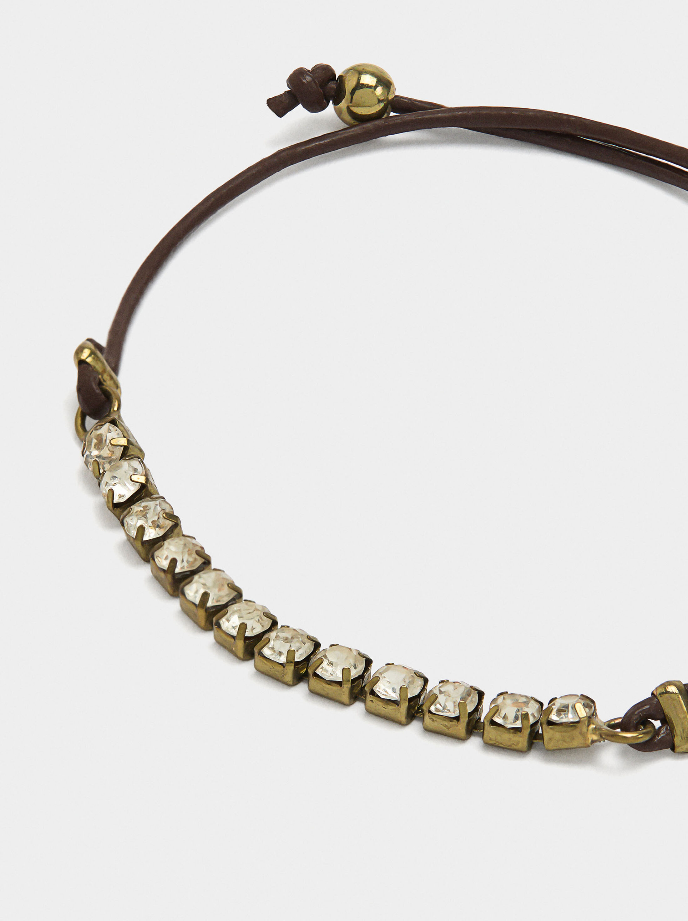 Leather cord bracelet with crystals image number 1.0