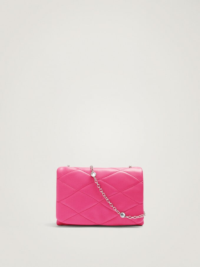Quilted Bag With Strass Handle, Pink, hi-res