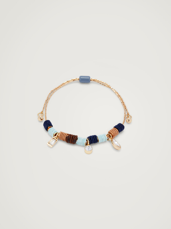 Adjustable Bracelet With Pendants, Multicolor, hi-res
