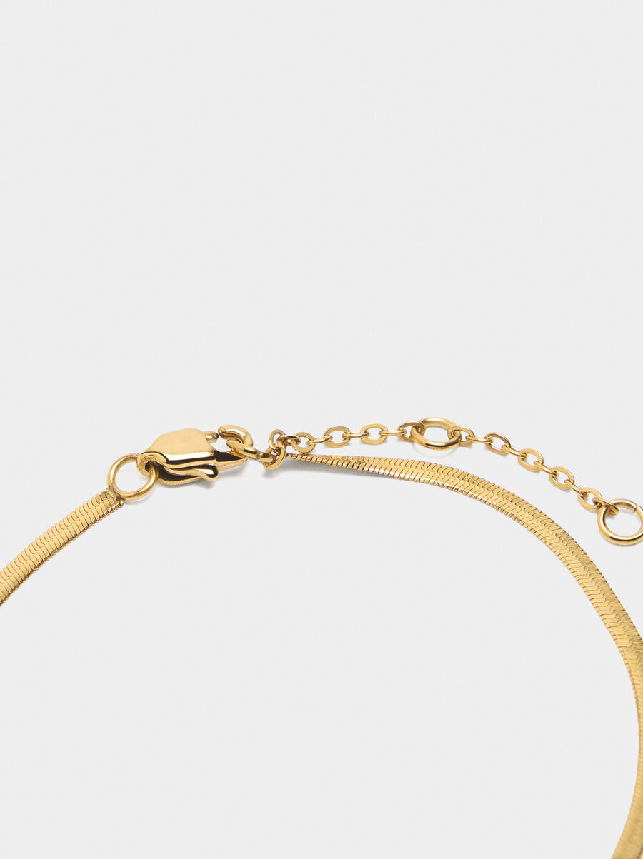 Snake chain heart bracelet - stainless steel