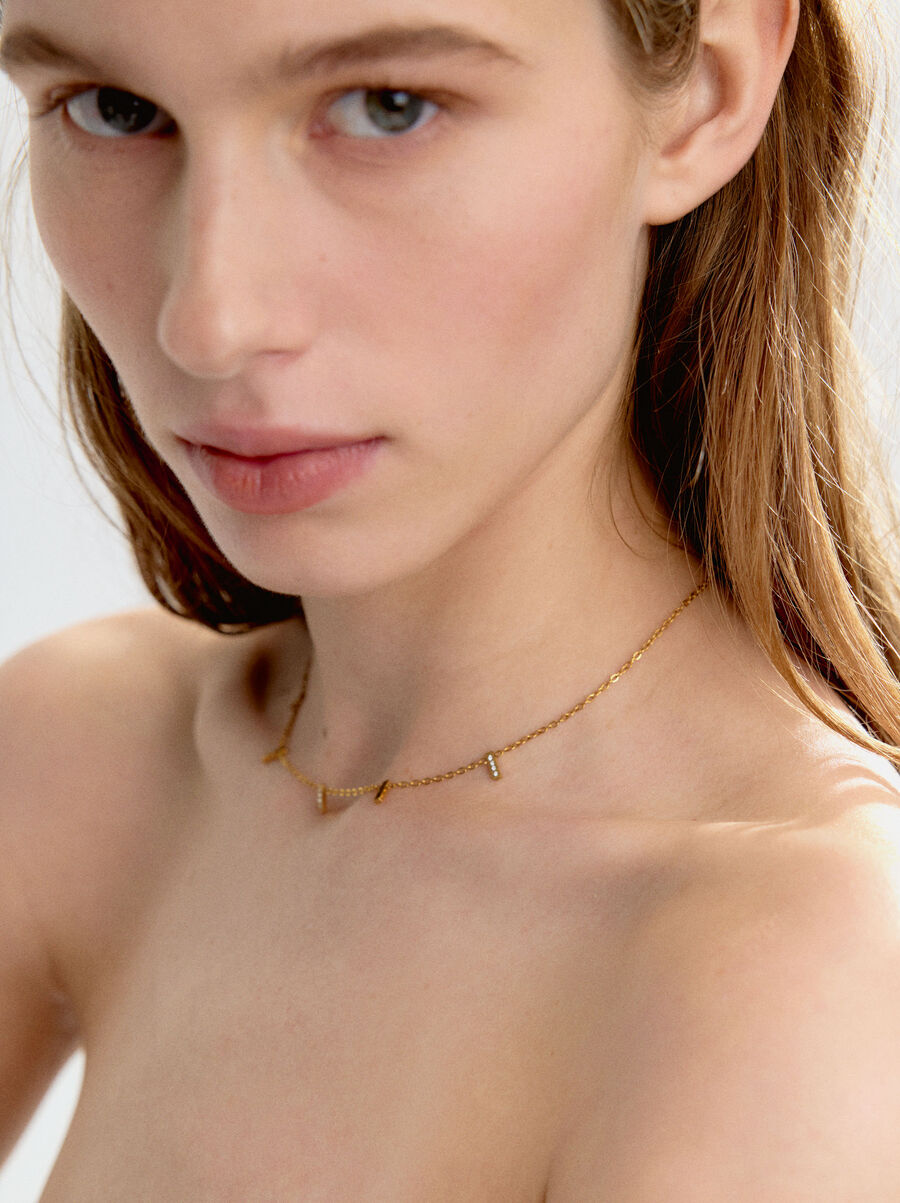 Collier court avec détail de barres - acier inoxydable