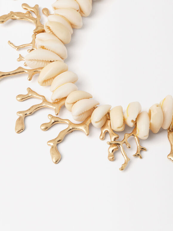 Golden Coral Necklace, White, hi-res