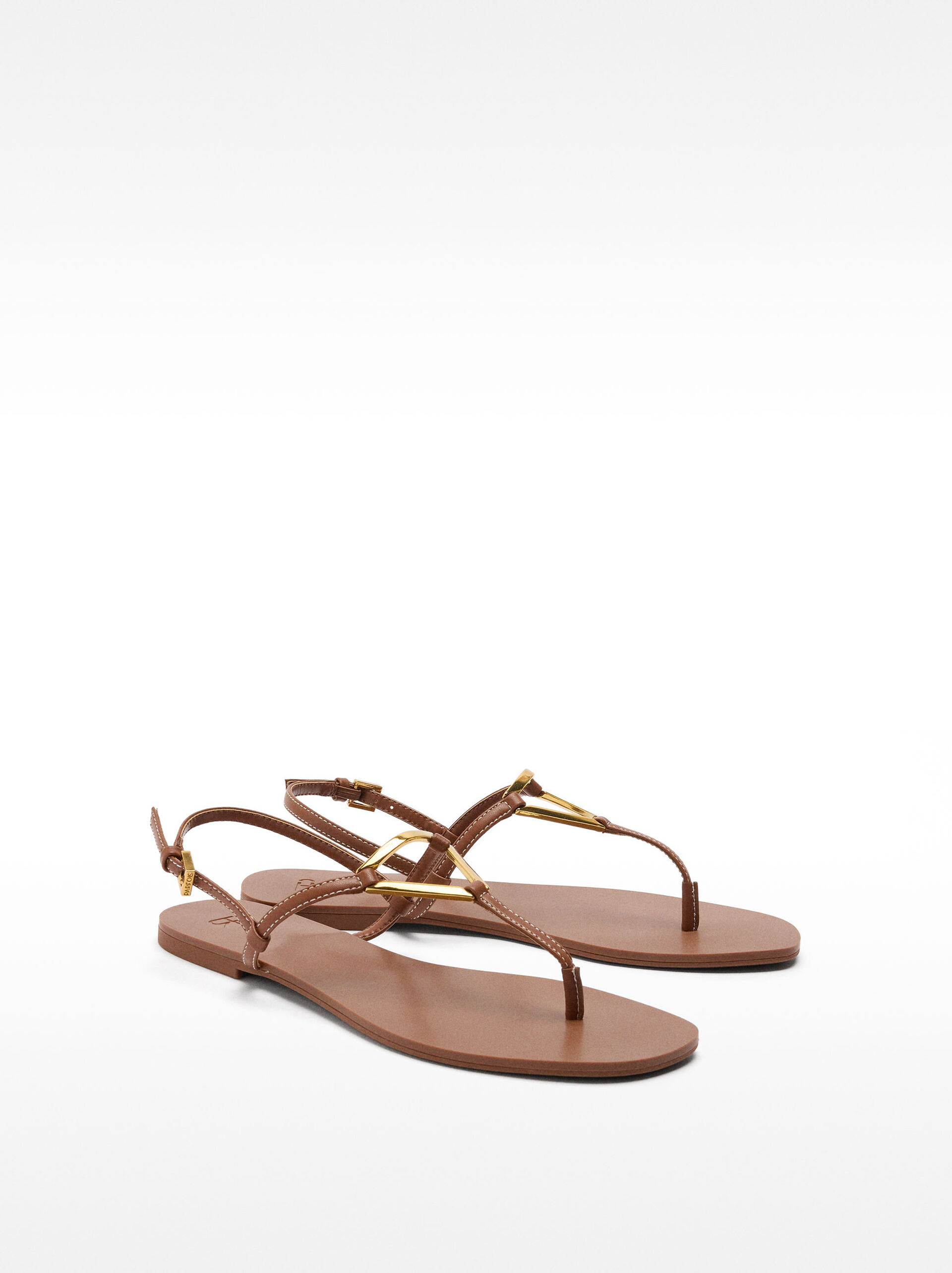 Flat sandals with metallic detail straps image number 2.0