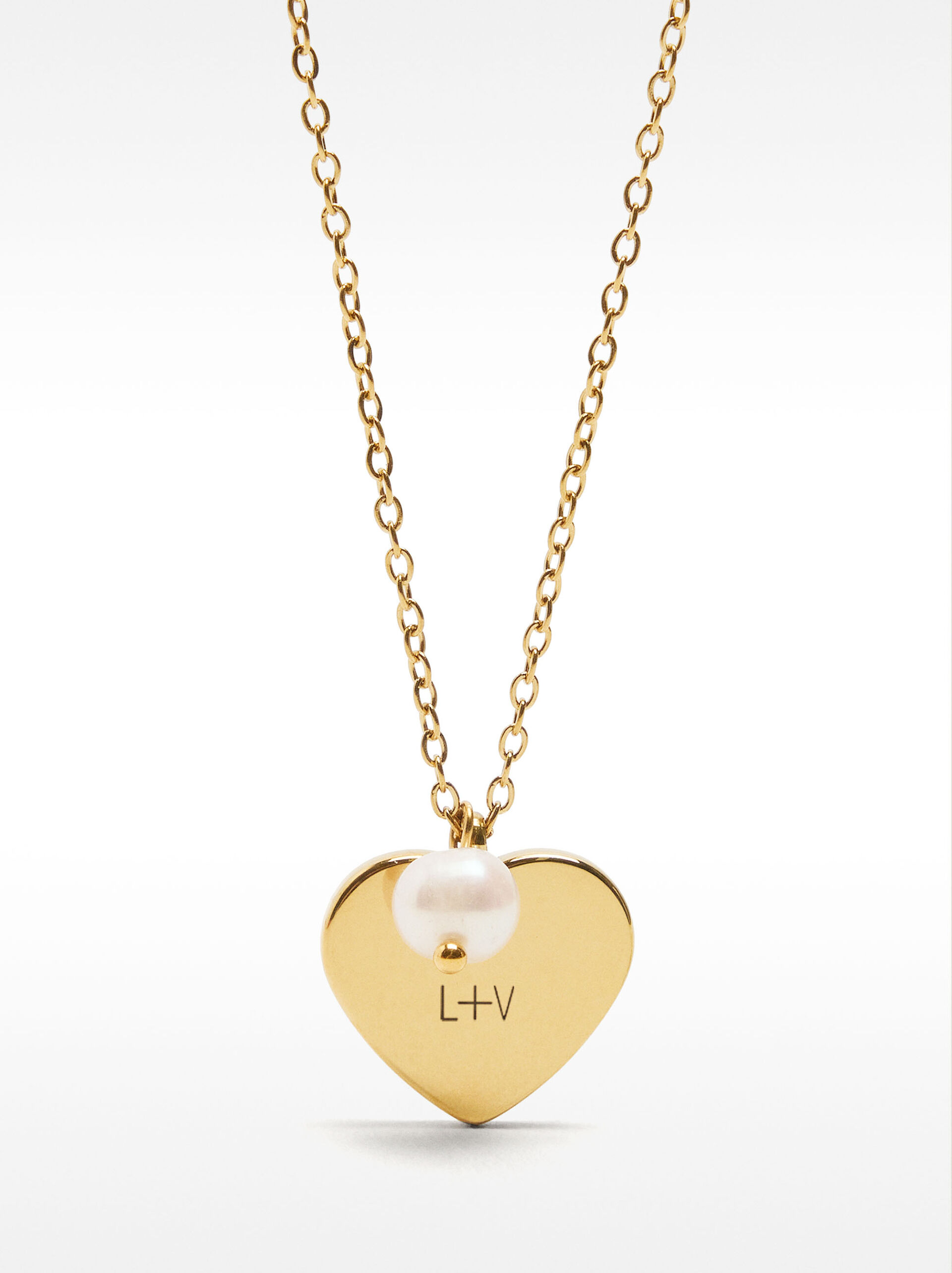 Collana con pendente a cuore personalizzabile - acciaio inossidabile image number 0.0