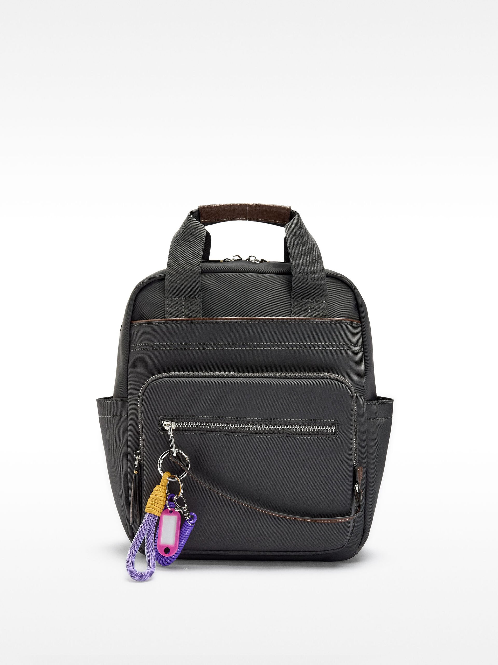 Nylon backpack with pendant image number 0.0