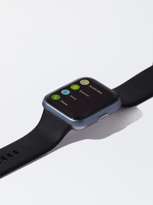 Smartwatch Avec Bracelet En Silicone, Noir, hi-res