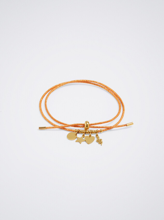 Bracelet En Acier Avec Charms, Orange, hi-res