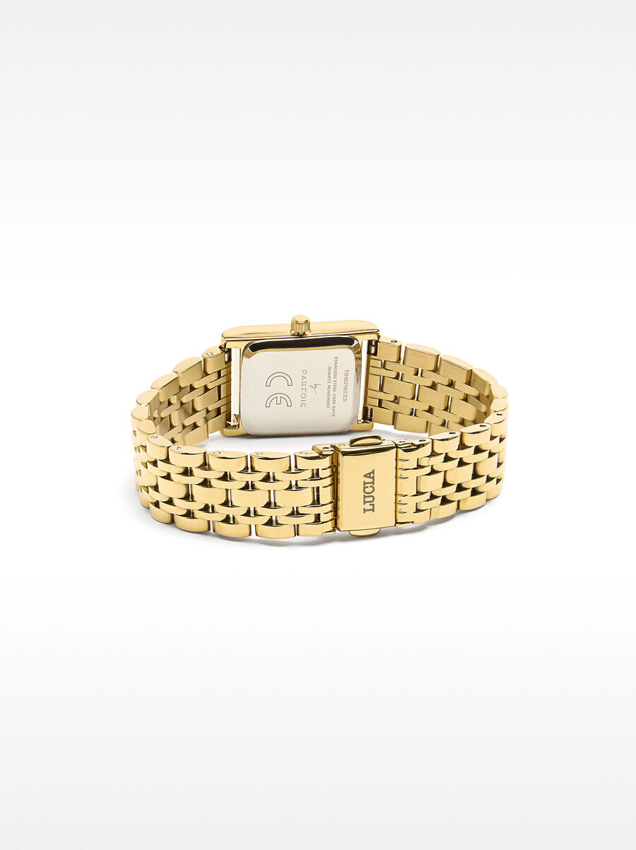 Square watch with a stainless steel bracelet