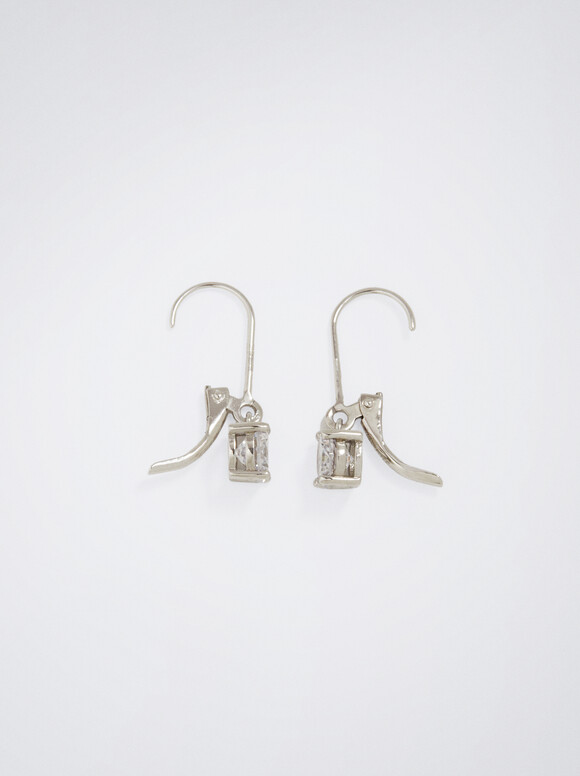 925 Silver Stud Earrings With Zirconia, Silver, hi-res