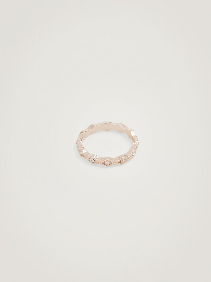 Ring With Strass, Rose Gold, hi-res