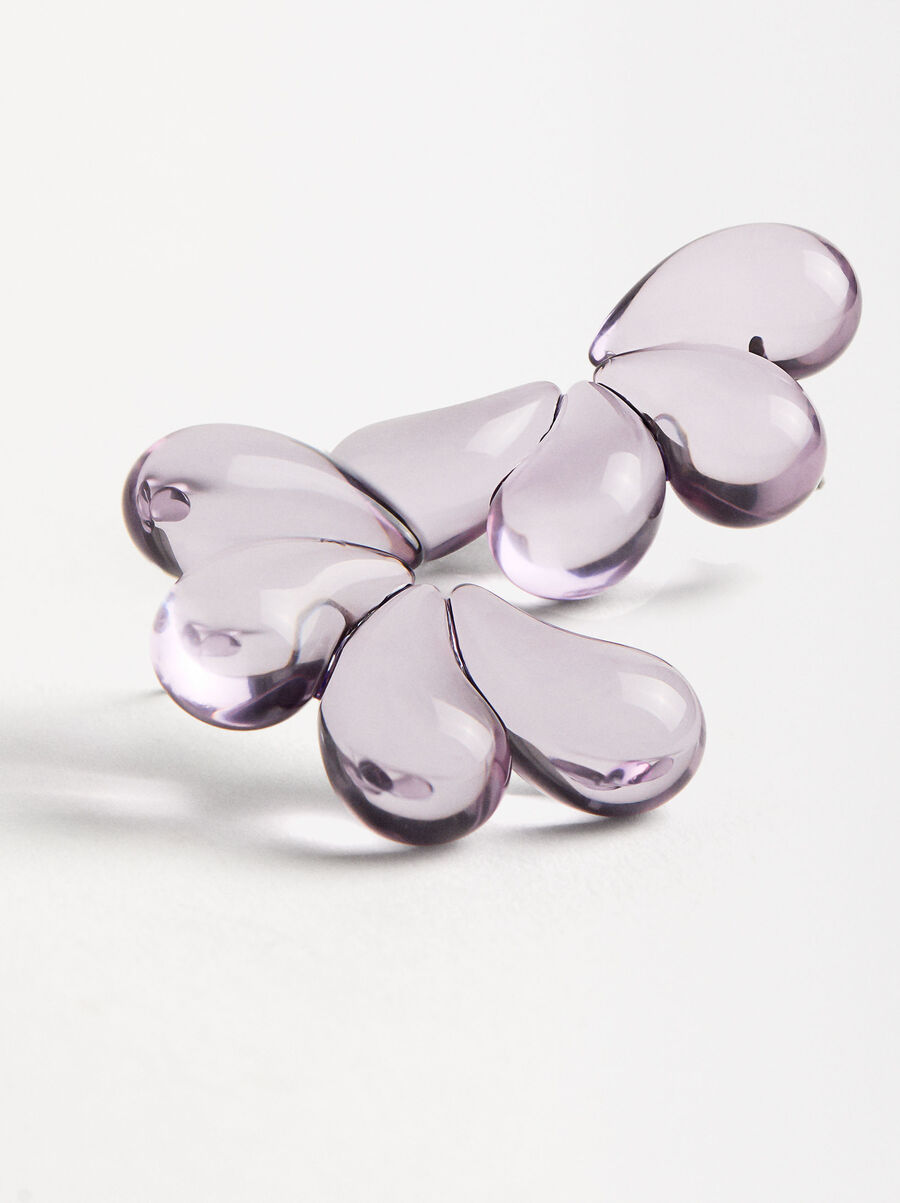 Half-flower transparent earrings