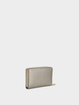 Small Plain Wallet, Silver, hi-res