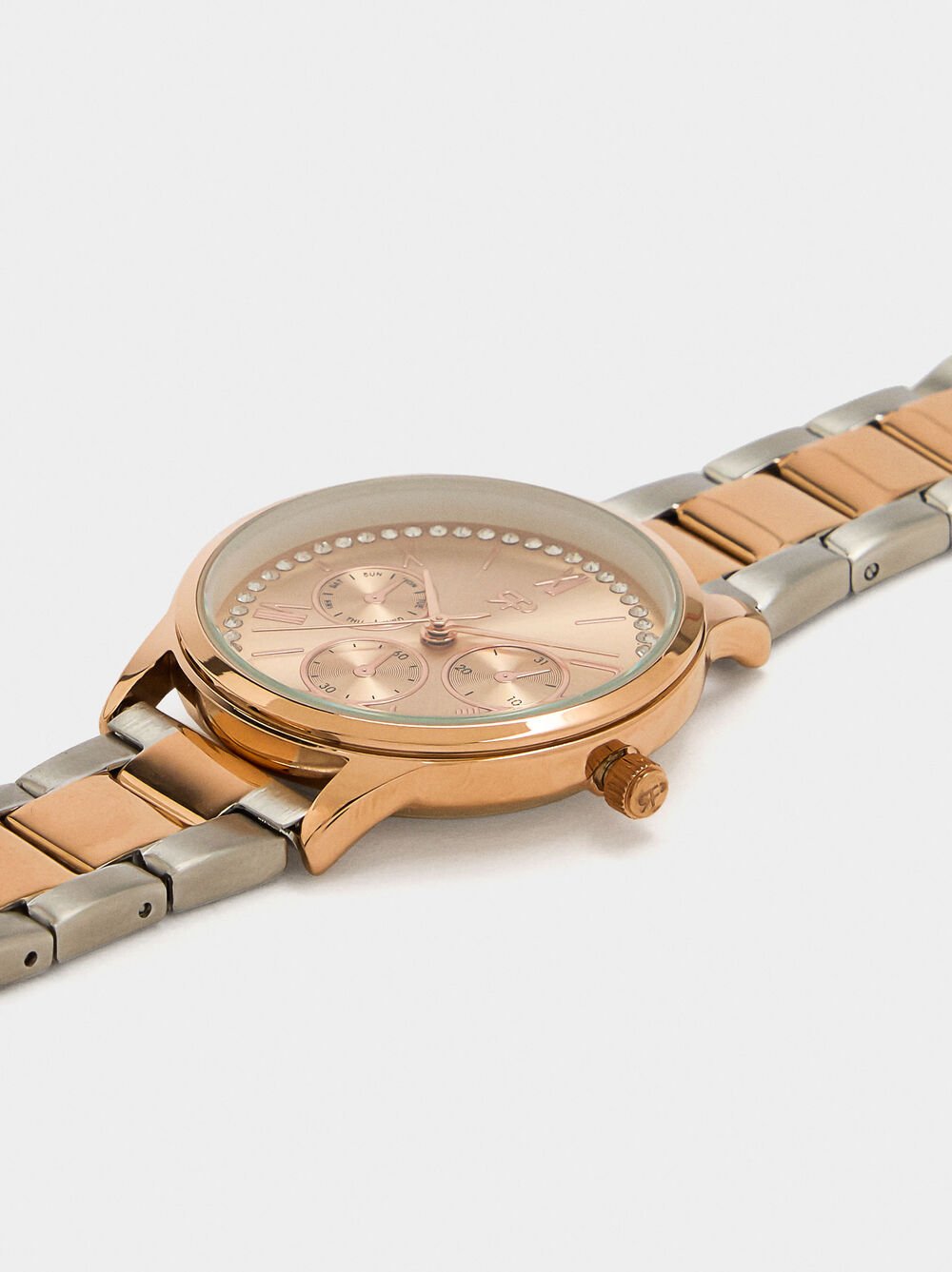 Bicolor watch with stainless steel bracelet