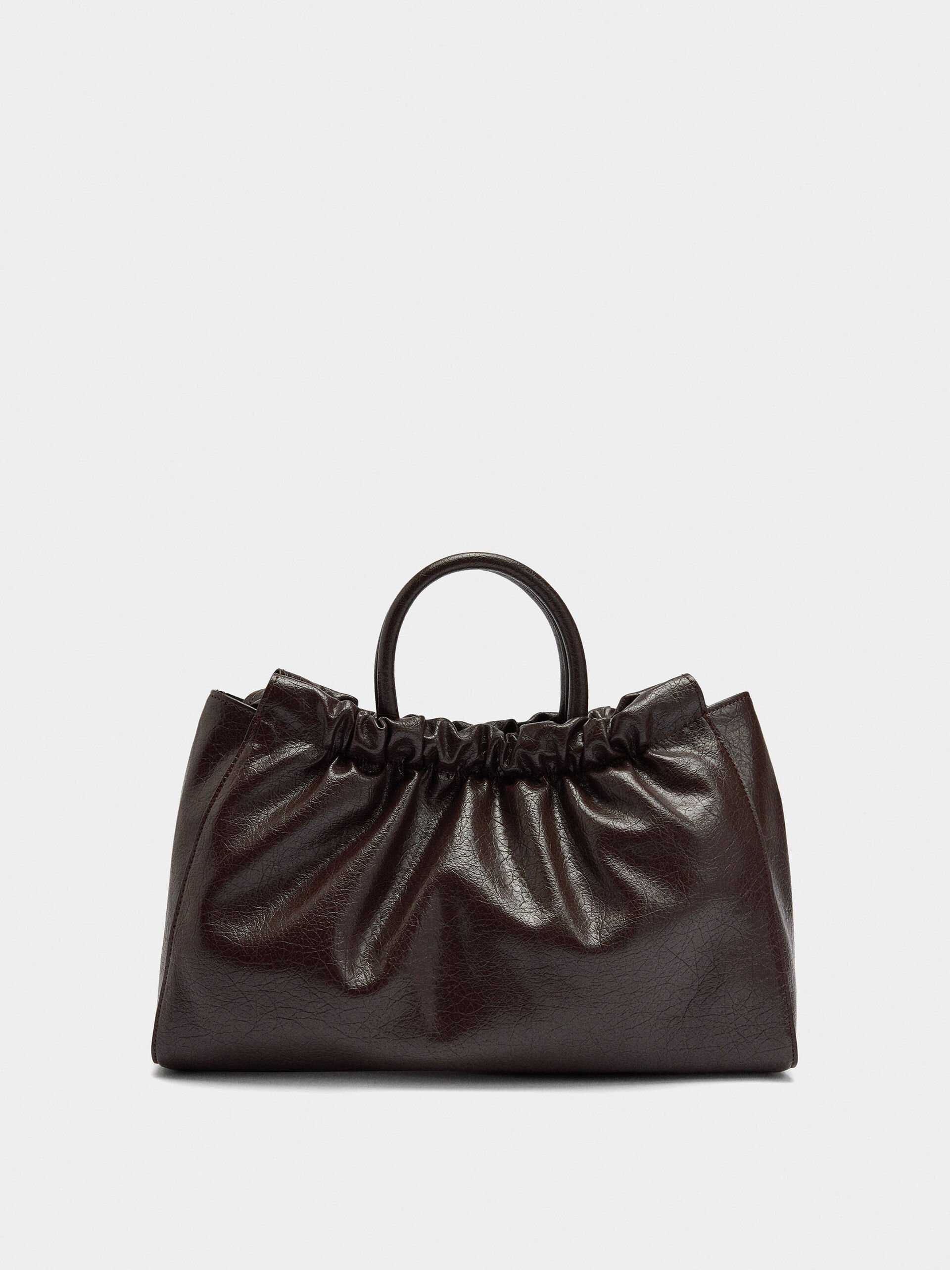 Sac shopper froncé Noir | Parfois France