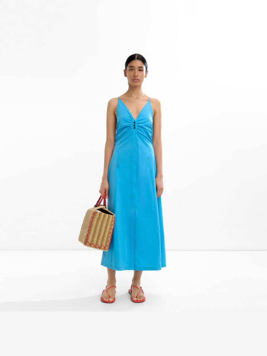 Long cotton dress with straps
