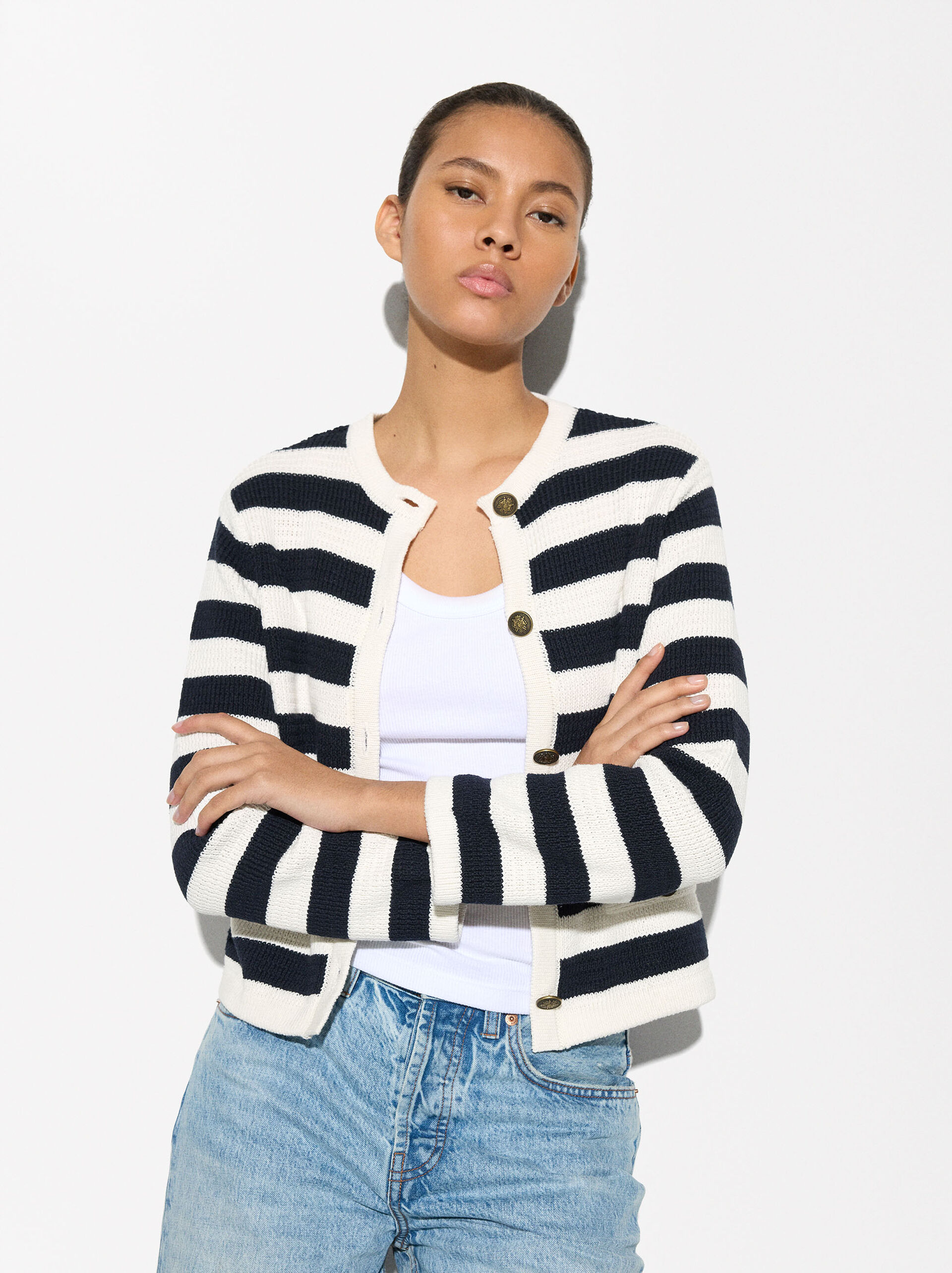 Striped Knitted Cardigan  image number 0.0