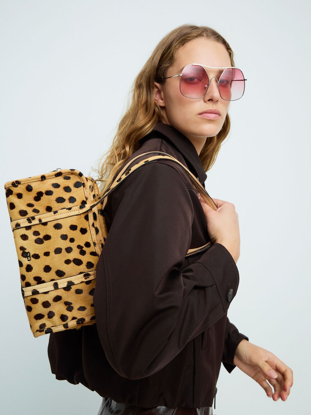 Bolso bowling de piel estampado animal