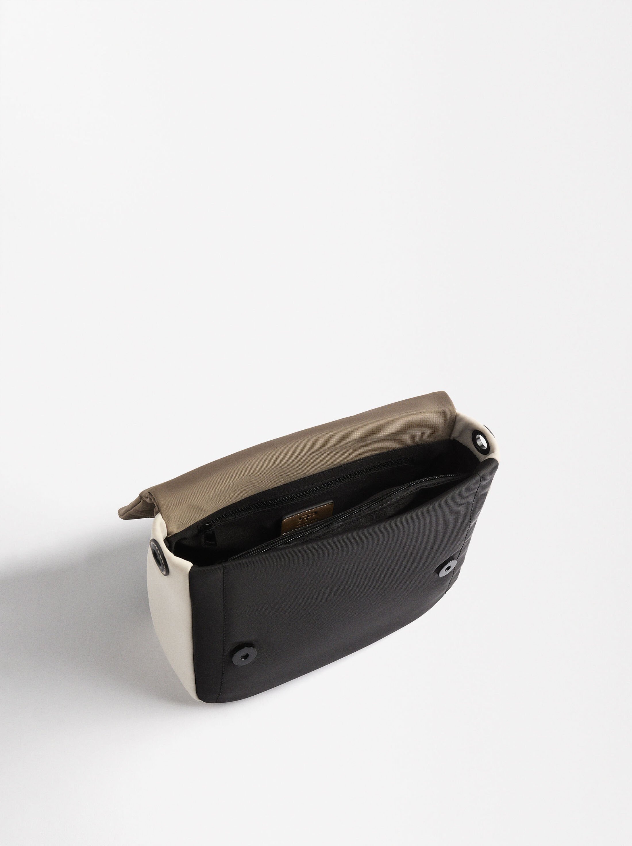 Nylon crossbody bag with flap closure image number 4.0