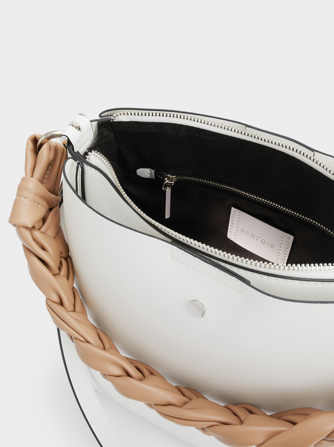 Handbag With Braided Handle, White, hi-res