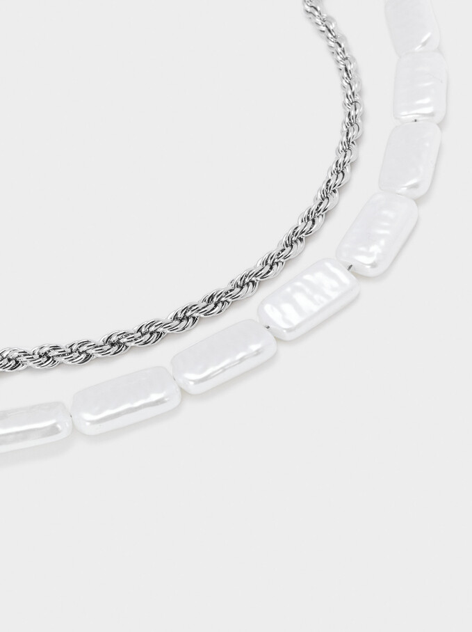 Adjustable Bracelet With Pearls, White, hi-res