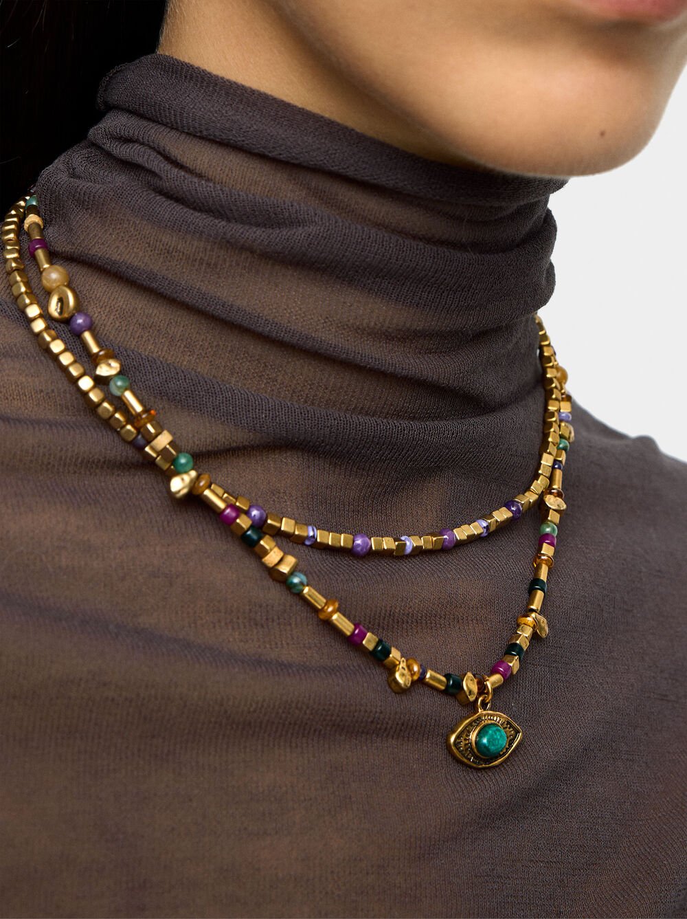 Set of necklaces with stones