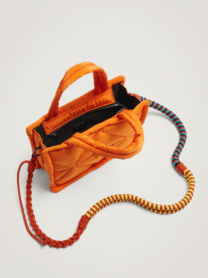 Quilted Nylon Tote Bag, Orange, hi-res