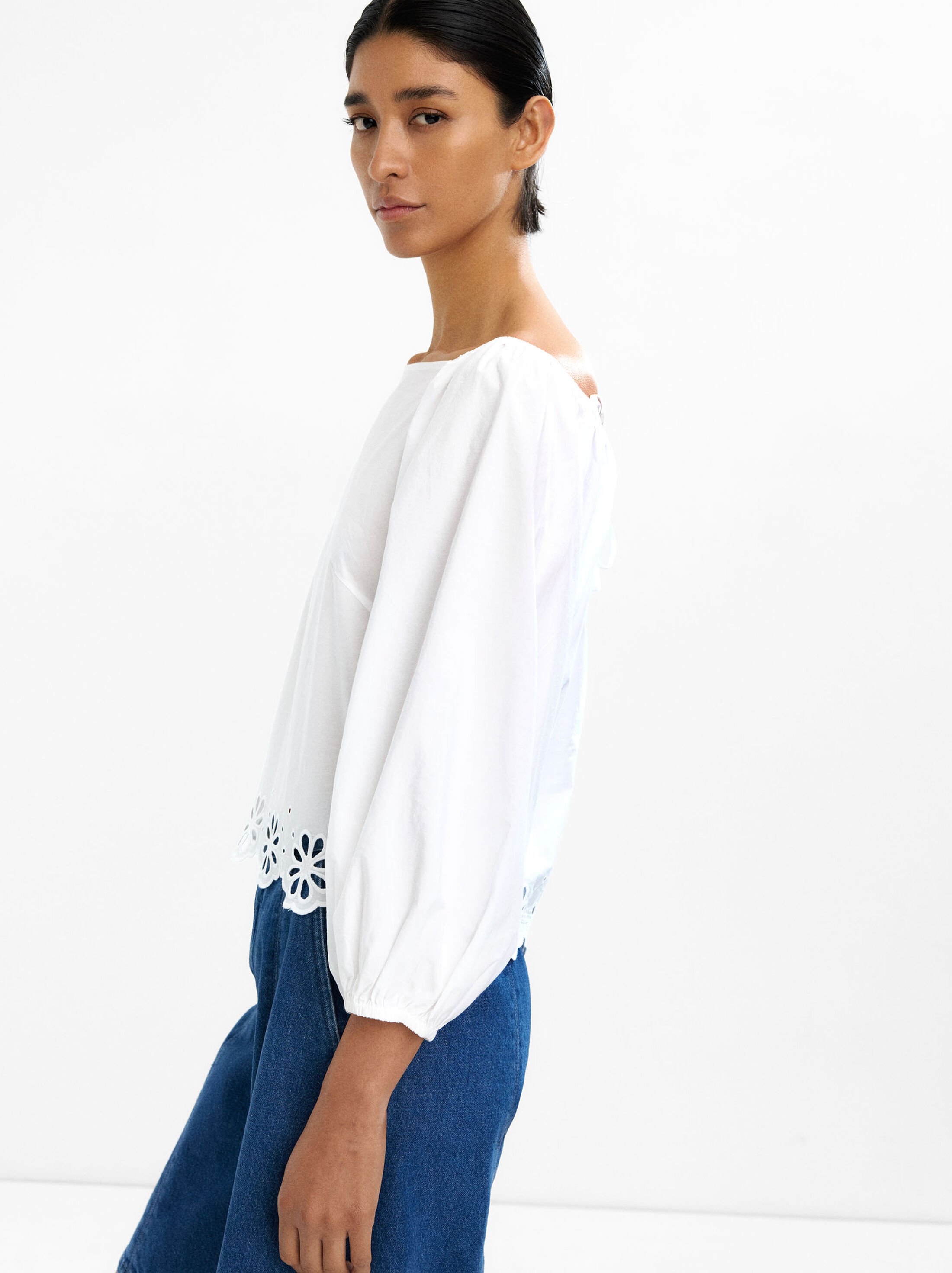 Blusa de cotó 100% amb màniga abullonada image number 2.0