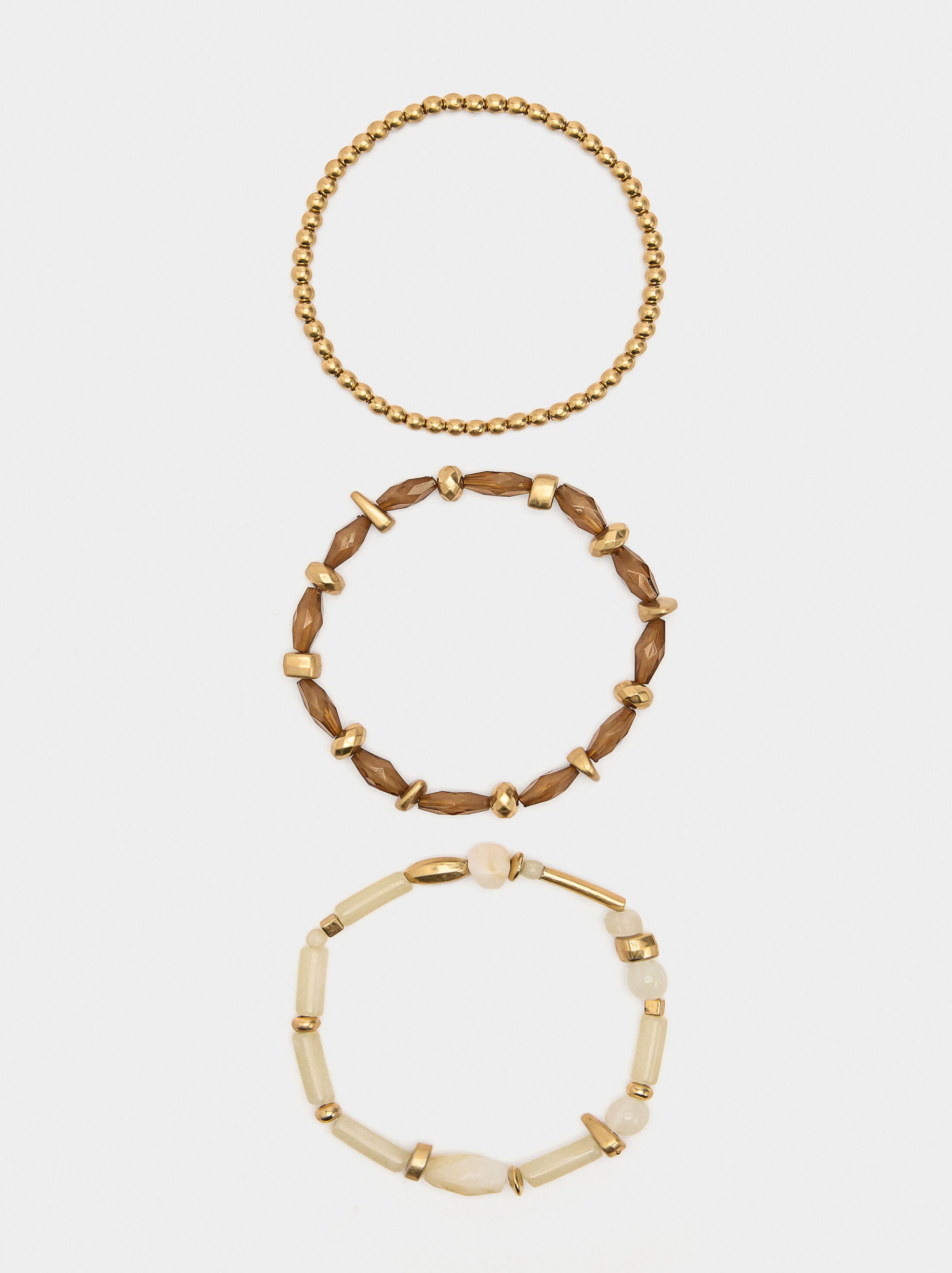 Set of elastic bracelets with stone effect image number 2.0