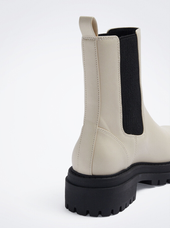 Elastic Ankle Boots, White, hi-res