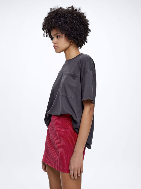 Corduroy Mini Skirt, Red, hi-res