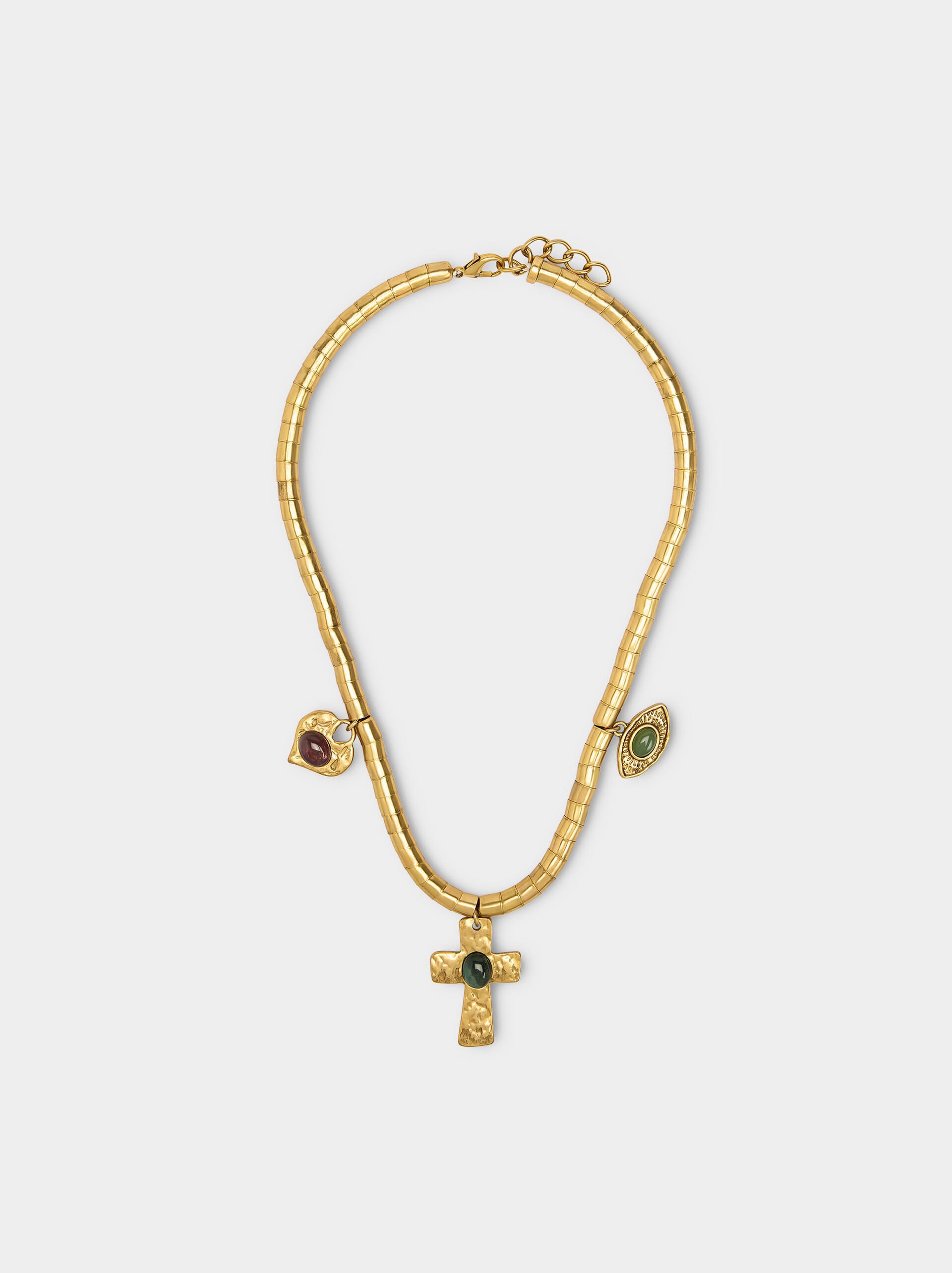Short necklace with stone pendants image number 0.0