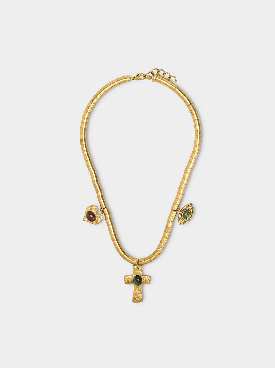 Short necklace with stone pendants