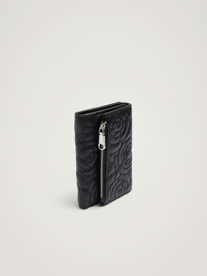 Wallet With Top Stitching, Black, hi-res