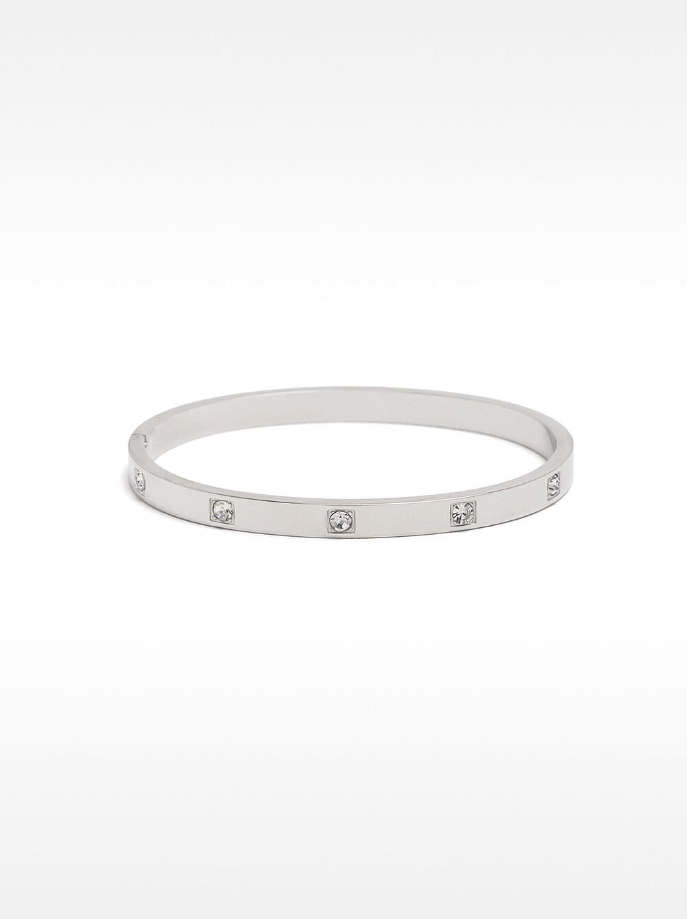 Pulseira rígida com cristais - aço inoxidável