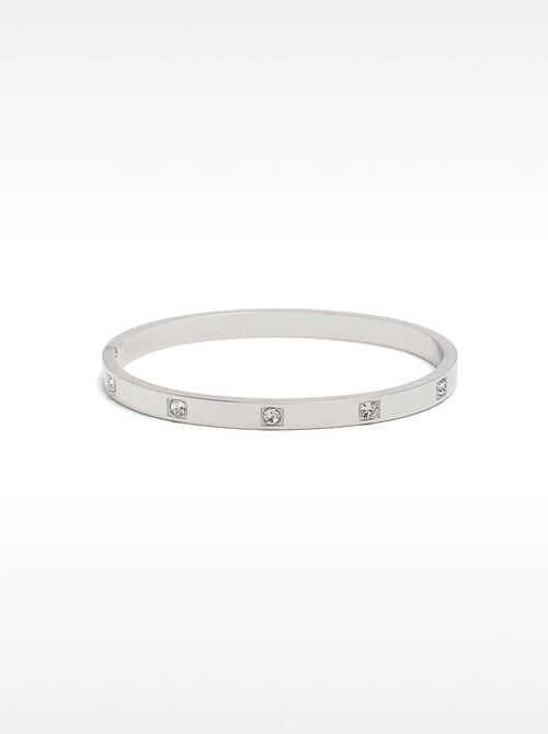 Pulsera rígida con cristales - acero inoxidable