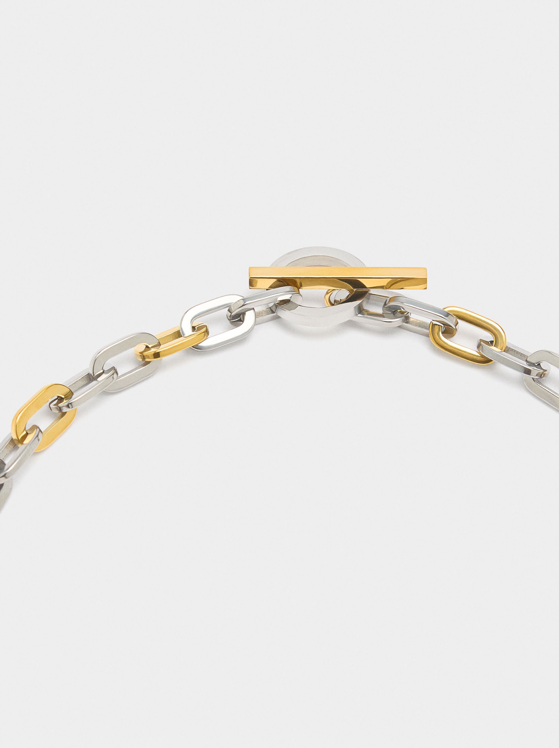 Bicolor link necklace – stainless steel image number 2.0