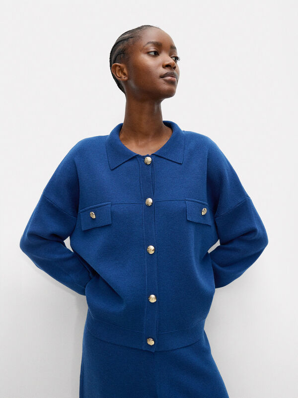 Cardigan with wool and gold buttons