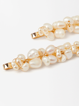Hair Pin With Freshwater Pearls, White, hi-res