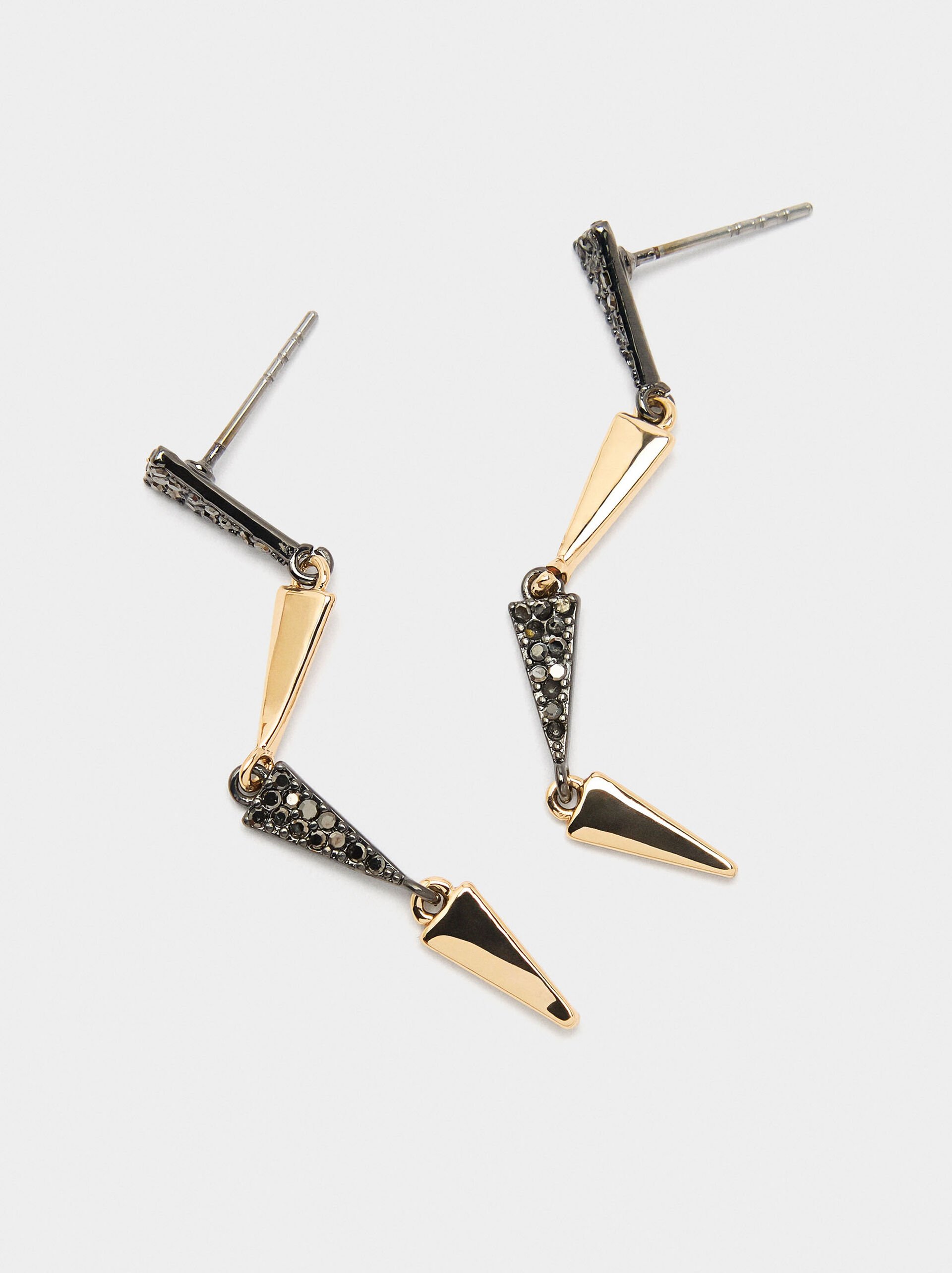 Earrings with diamond shapes with cubic zirconia image number 1.0