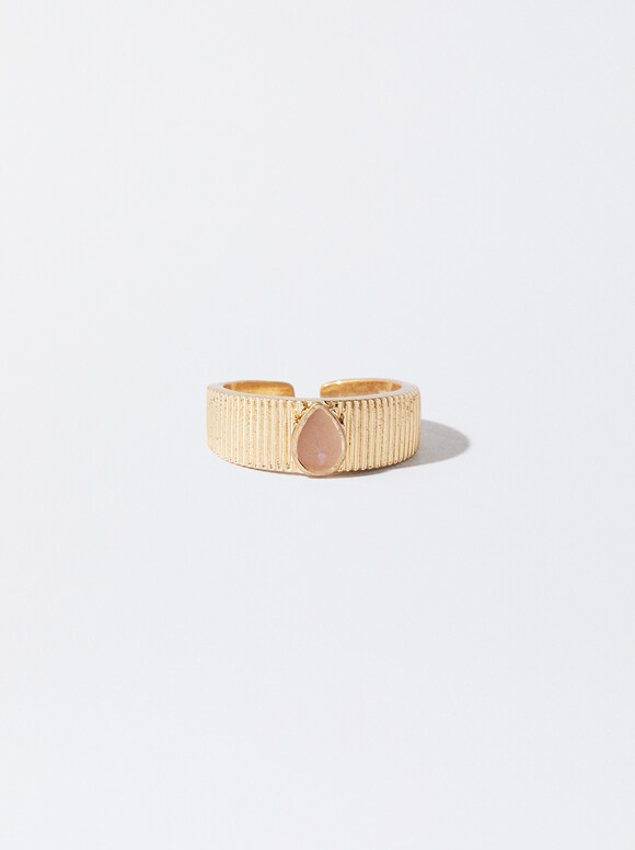 Golden Enamel Ring, Pink, hi-res