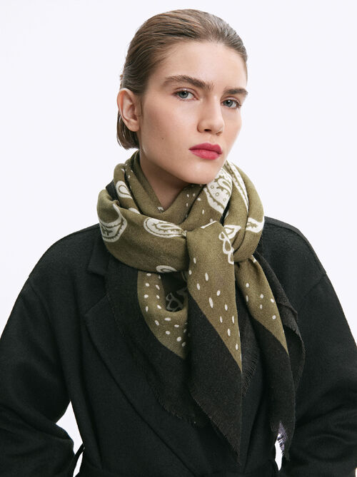 Printed Scarf With Wool