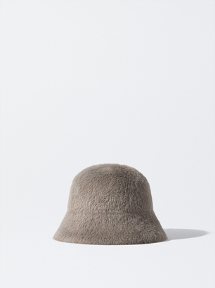 Bucket Hat With Fur, Brown, hi-res