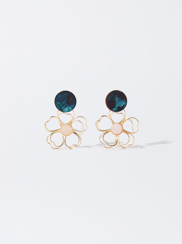 Flower Earrings, Multicolor, hi-res