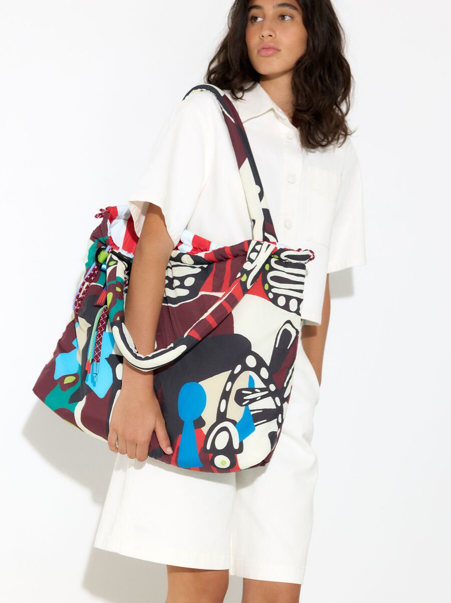 Reversible printed nylon shopper bag