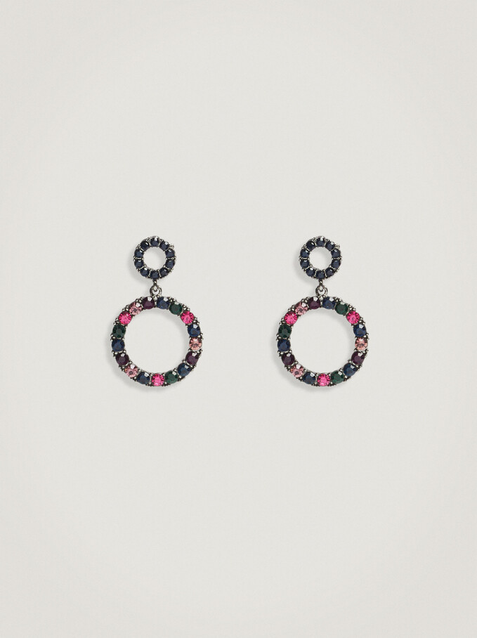 Dangle Earrings With Crystals, Multicolor, hi-res