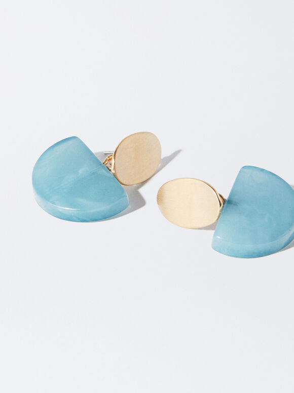 Earrings With Resin, Blue, hi-res