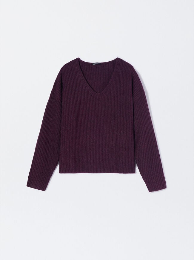 Knitted V-Neck Sweater image number 5.0