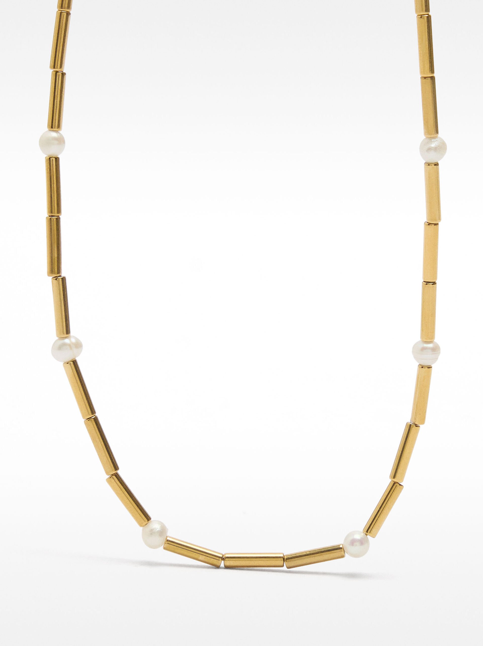 Collana segmentata con perle d’acqua dolce – acciaio inossidabile image number 0.0