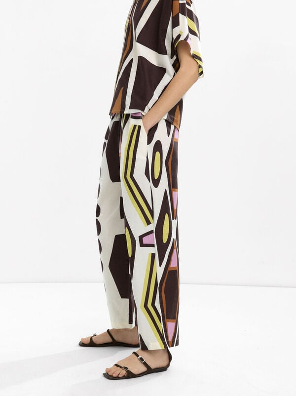 100% cotton printed trousers