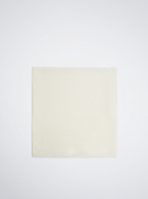 Plain Pashmina With Frayed Detailing, White, hi-res